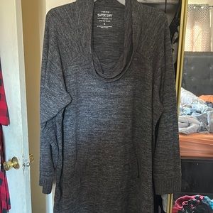 Torrid Size 3 SUPER SOFT PLUSH DARK GREY COWL NECK TUNIC SWEATSHIRT